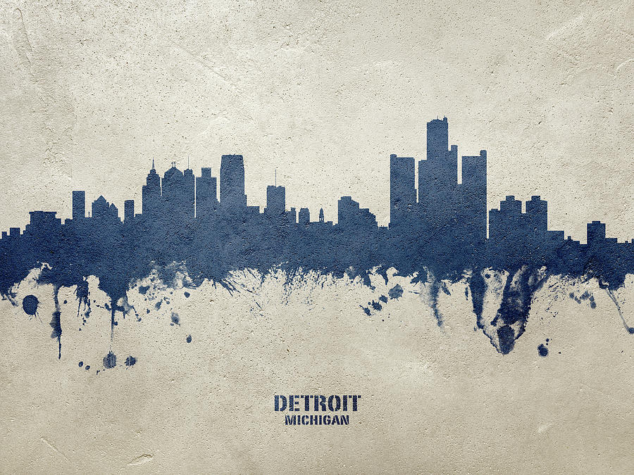 Detroit Michigan Skyline #36 Digital Art by Michael Tompsett