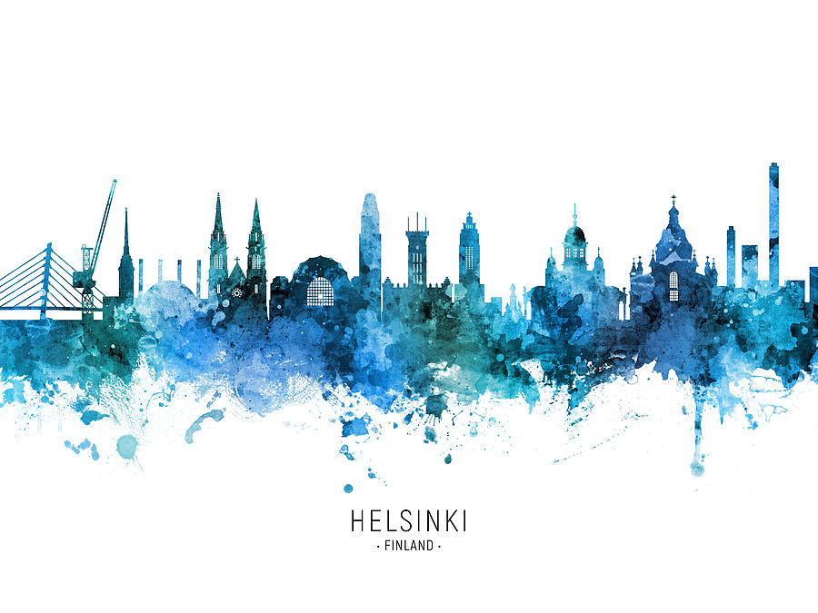 Helsinki Finland Skyline Digital Art by Michael Tompsett - Pixels