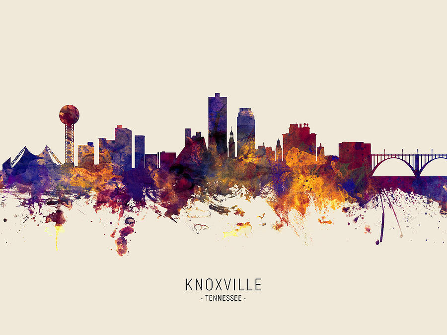 Knoxville Digital Art - Knoxville Tennessee Skyline #36 by Michael Tompsett
