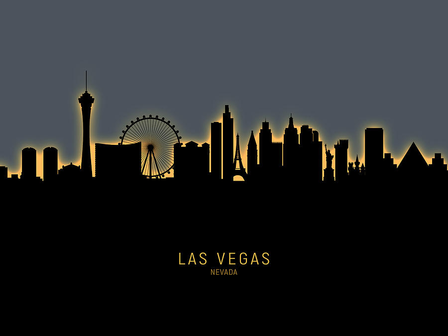 Las Vegas Digital Art - Las Vegas Nevada Skyline #36 by Michael Tompsett
