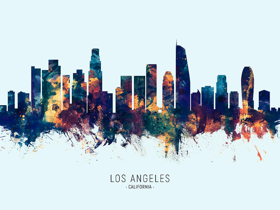Los Angeles California Skyline #36 Digital Art by Michael Tompsett