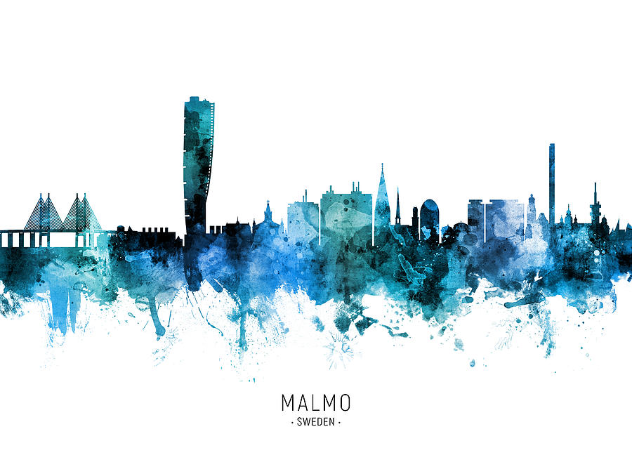 Malmo Sweden Skyline #36 Digital Art by Michael Tompsett