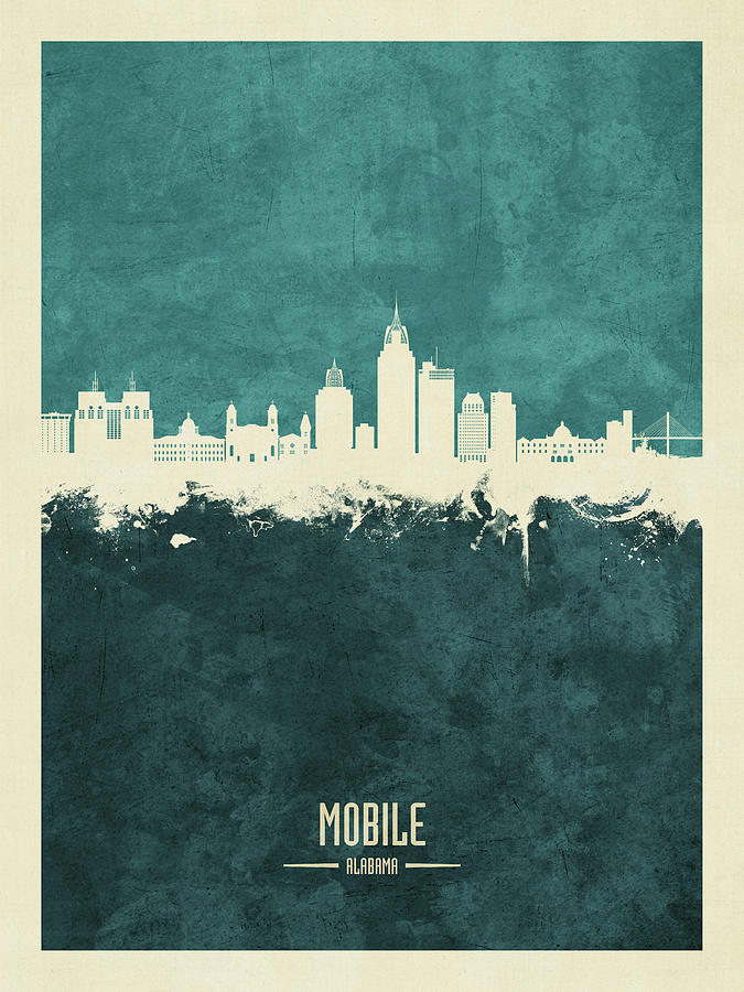 Mobile Skyline Digital Art - Mobile Alabama Skyline #36 by Michael Tompsett