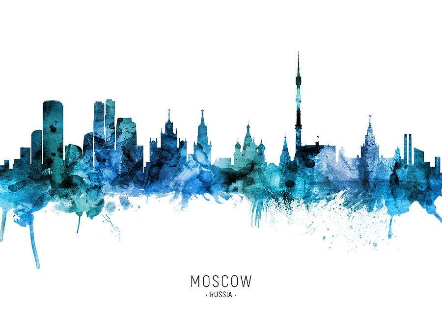 Moscow Digital Art - Moscow Russia Skyline #36 by Michael Tompsett