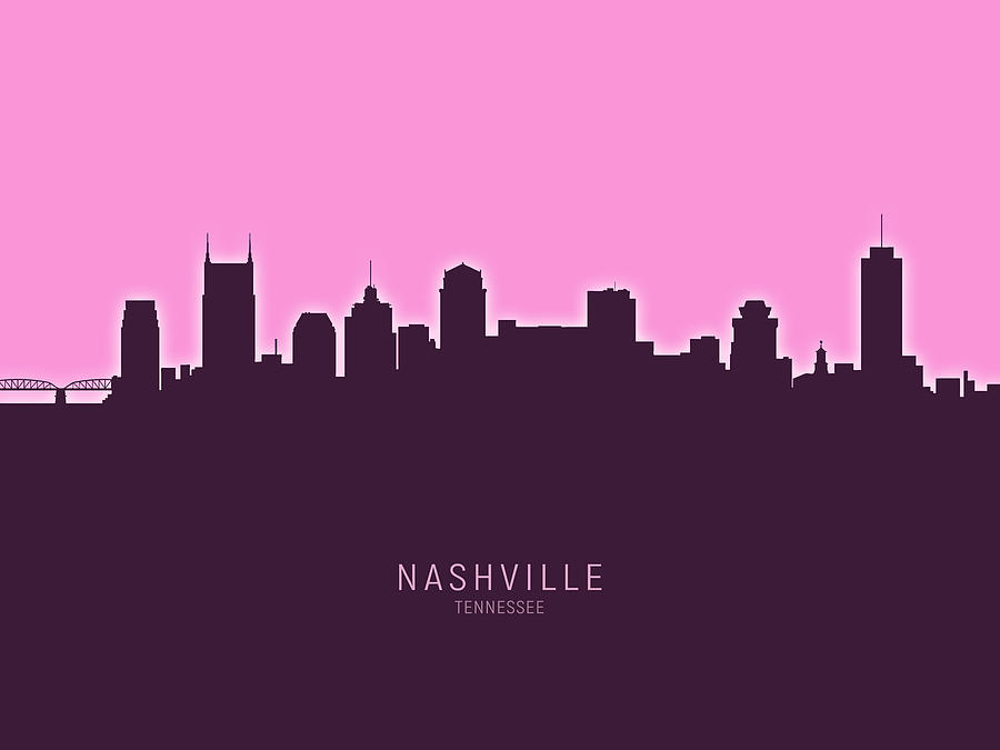 Nashville Digital Art - Nashville Tennessee Skyline #36 by Michael Tompsett
