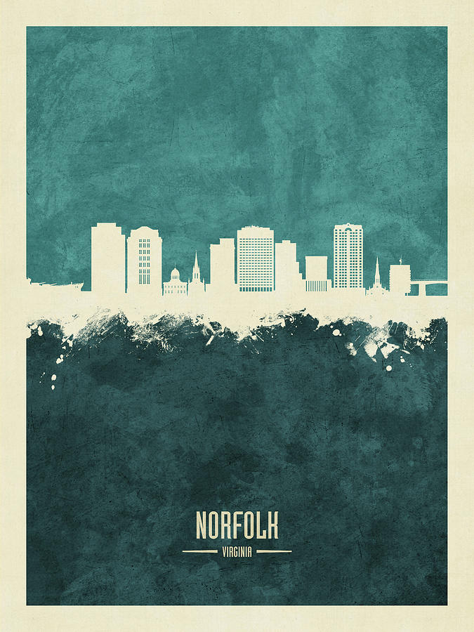 Norfolk Virginia Skyline #9 Digital Art by Michael Tompsett