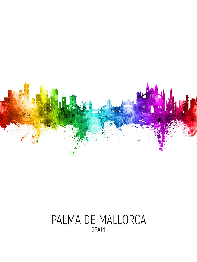 Skyline Digital Art - Palma de Mallorca Spain Skyline #36 by Michael Tompsett