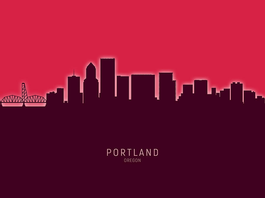 Portland Oregon Skyline #36 Digital Art by Michael Tompsett