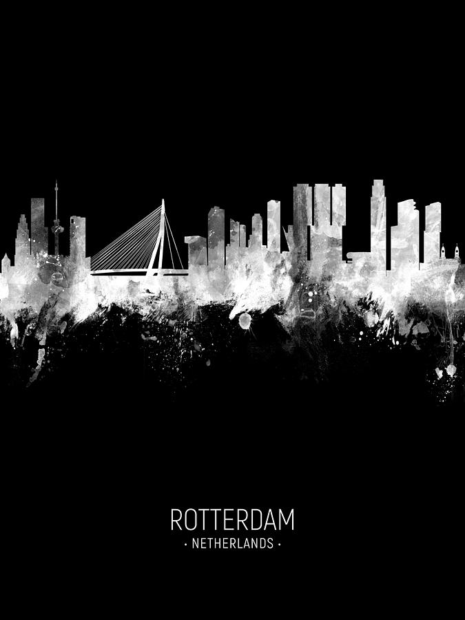 Rotterdam The Netherlands Skyline #36 Digital Art by Michael Tompsett