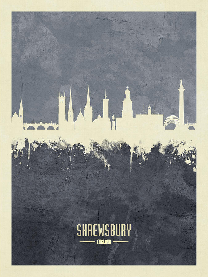 Shrewsbury England Skyline #36 Digital Art by Michael Tompsett