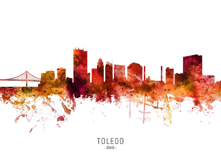 Toledo Ohio Skyline Digital Art by Michael Tompsett