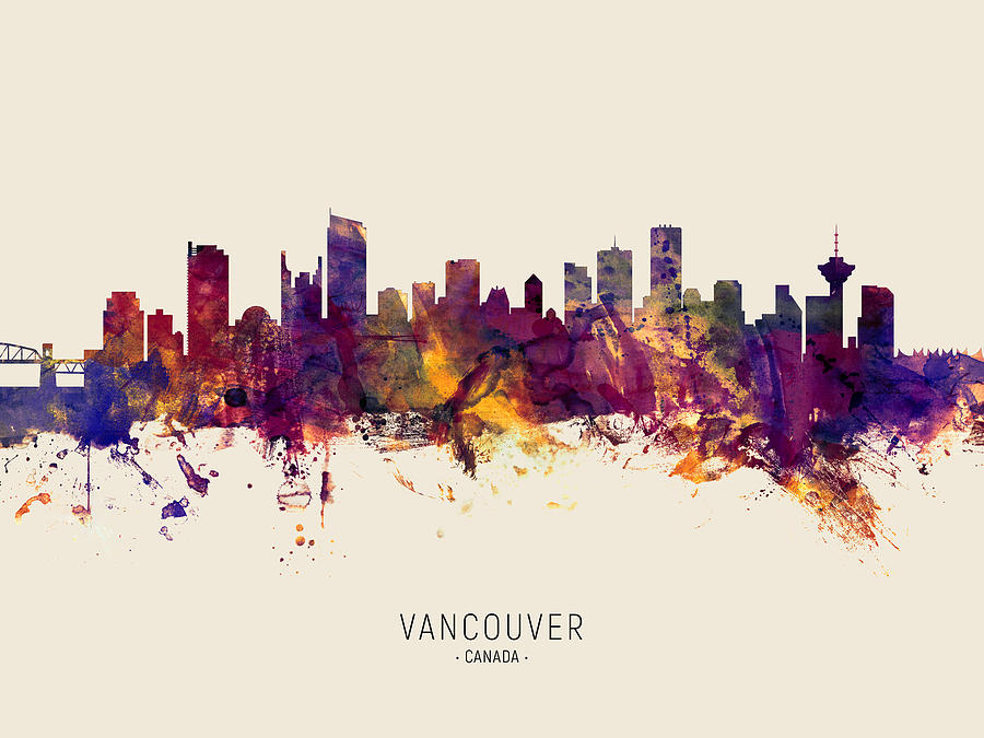 Skyline Digital Art - Vancouver Canada Skyline #36 by Michael Tompsett