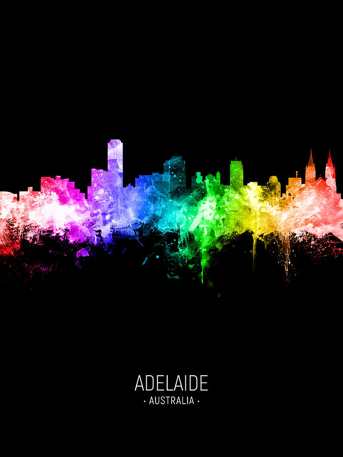 Skyline Digital Art - Adelaide Australia Skyline #37 by Michael Tompsett