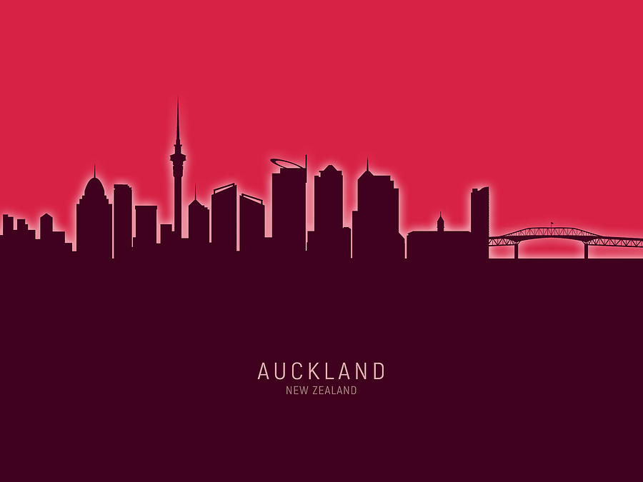 Skyline Digital Art - Auckland New Zealand Skyline #37 by Michael Tompsett