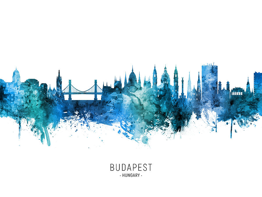 Skyline Digital Art - Budapest Hungary Skyline #37 by Michael Tompsett