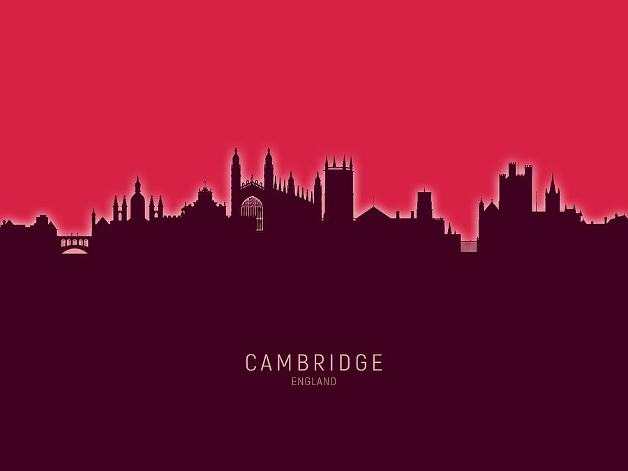 Cambridge Digital Art - Cambridge England Skyline #37 by Michael Tompsett
