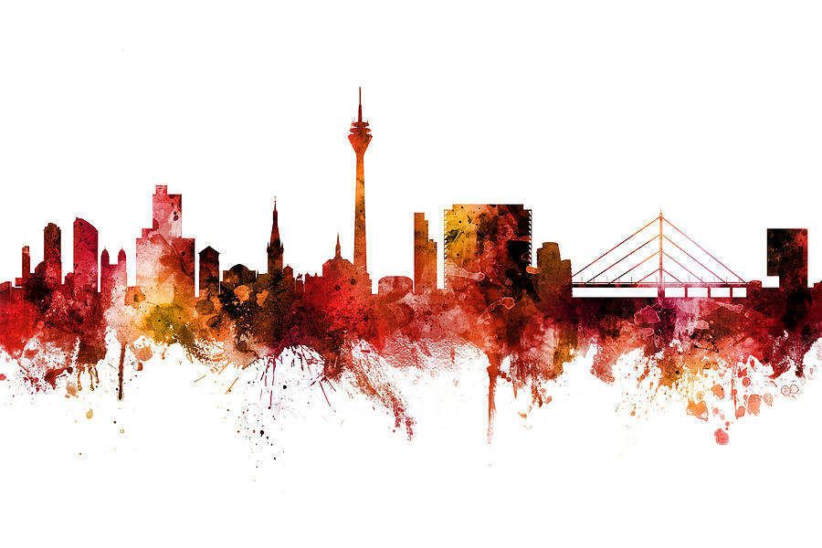 Dusseldorf Germany Skyline Digital Art By Michael Tompsett - Fine Art 