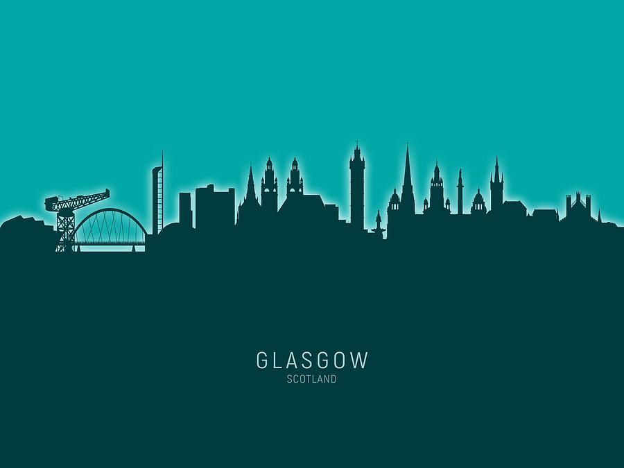 Skyline Digital Art - Glasgow Scotland Skyline #37 by Michael Tompsett