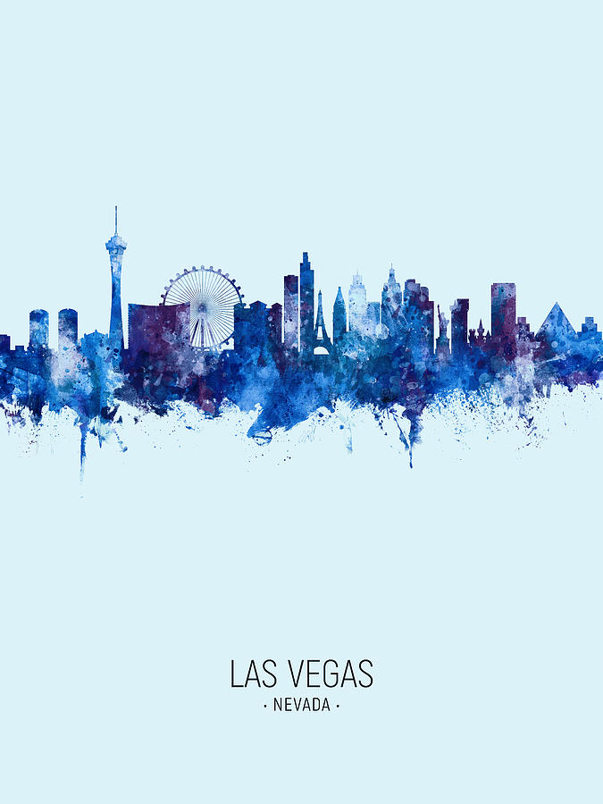 Las Vegas Digital Art - Las Vegas Nevada Skyline #37 by Michael Tompsett