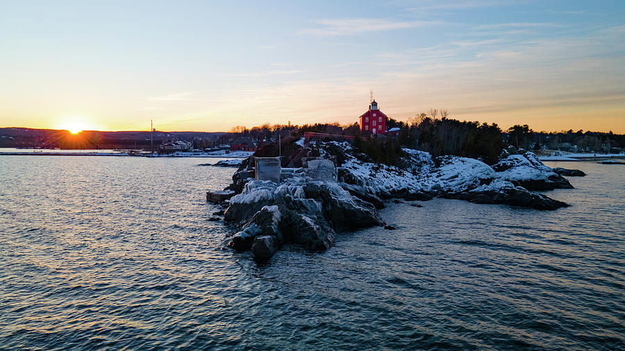Marquette Harbor Lighthouse along Lake Superior in Marquette Michigan in the winter #37 Photograph by Eldon McGraw