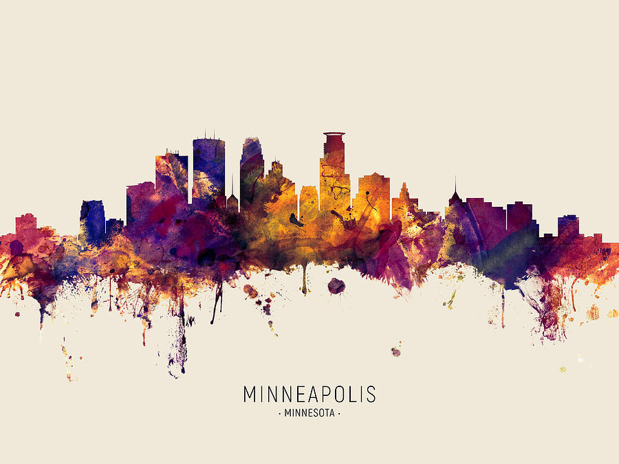 Minneapolis Minnesota Skyline #37 Digital Art by Michael Tompsett