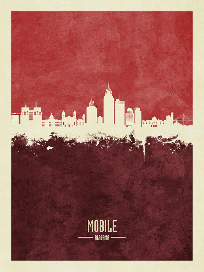 Mobile Alabama Skyline #37 Digital Art by Michael Tompsett