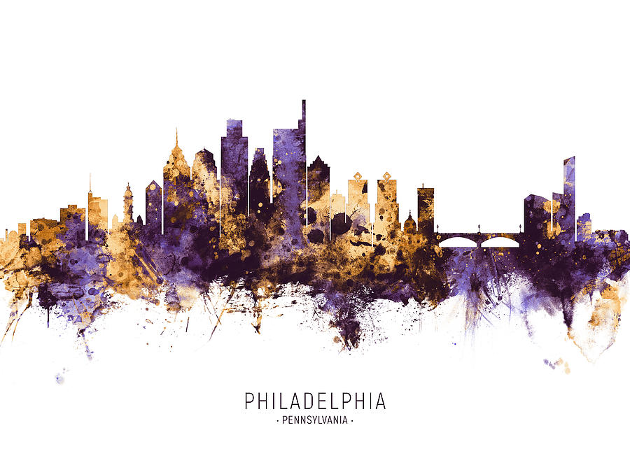 Philadelphia Pennsylvania Skyline #37 Digital Art by Michael Tompsett