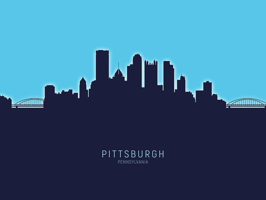 Pittsburgh Digital Art - Pittsburgh Pennsylvania Skyline #37 by Michael Tompsett