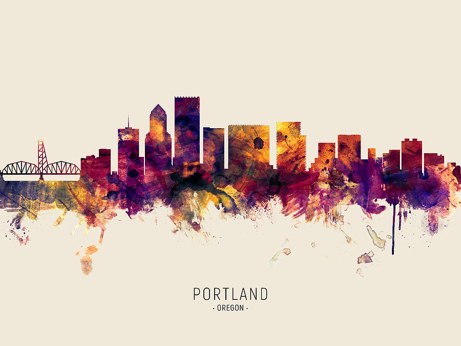 Portland Oregon Skyline #37 Digital Art by Michael Tompsett