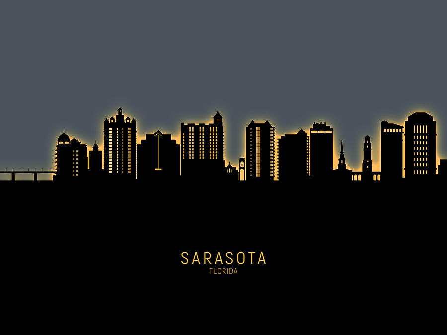 Sarasota Florida Skyline #37 Digital Art by Michael Tompsett