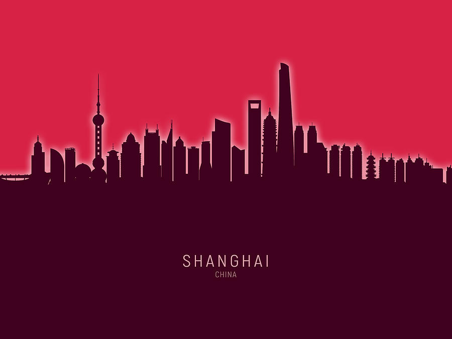 Shanghai China Skyline #37 Digital Art by Michael Tompsett