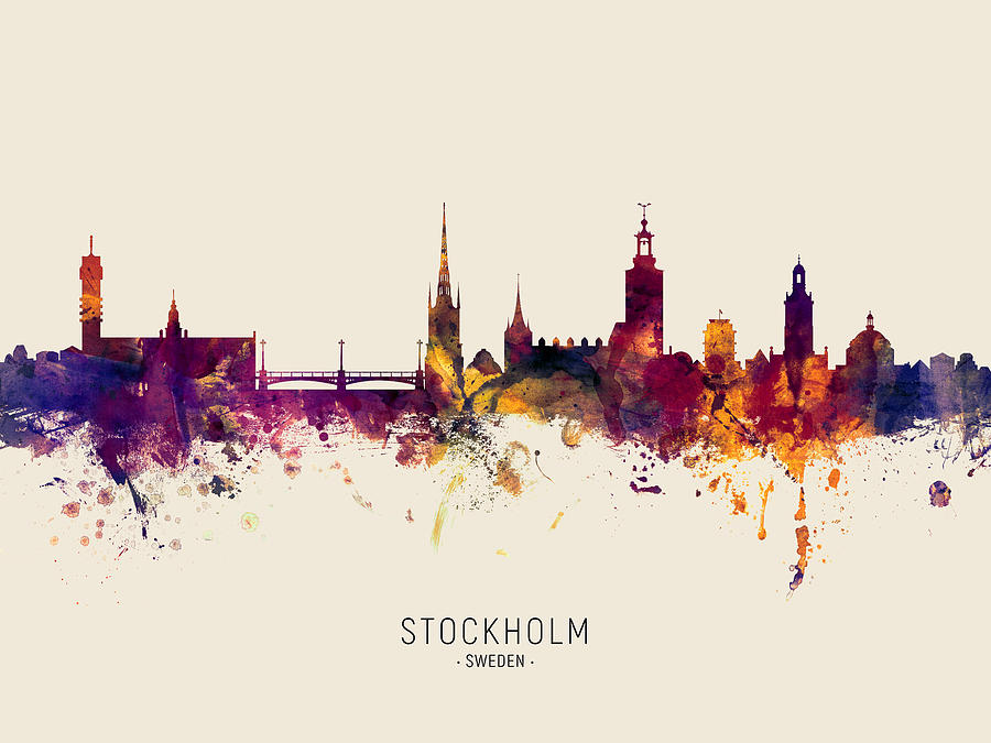 Stockholm Sweden Skyline #37 Digital Art by Michael Tompsett
