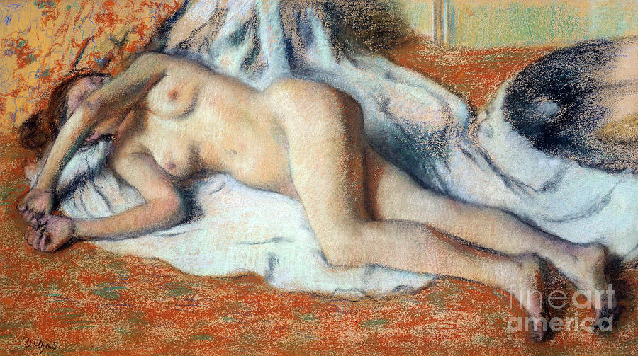 After the bath Pastel by Edgar Degas