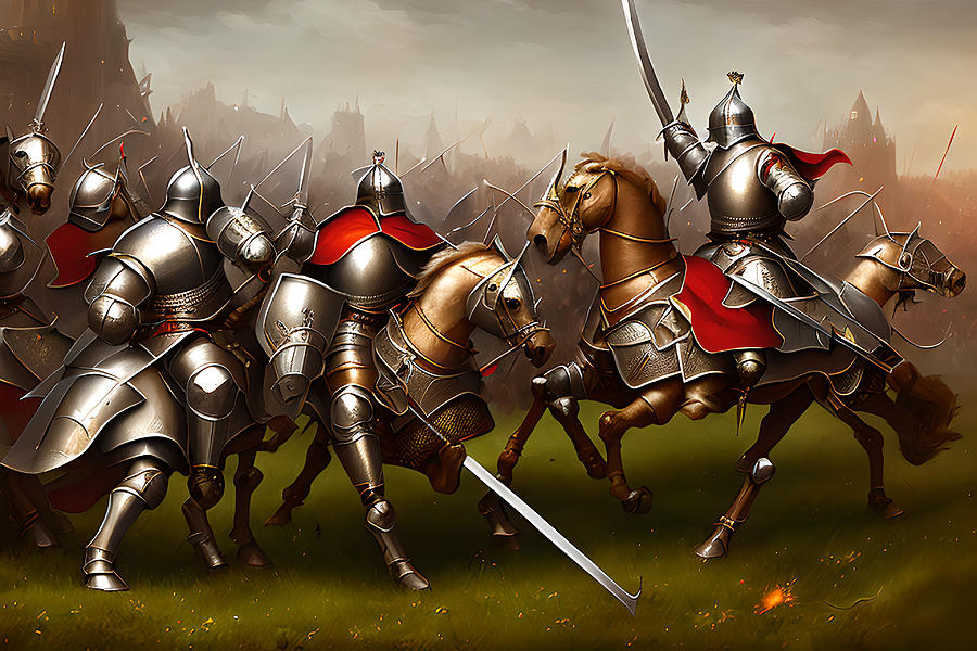 Battle of Knights, Generative AI Illustration Digital Art by Miroslav ...