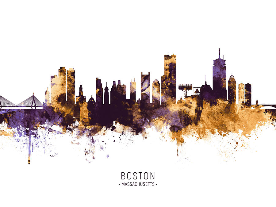 Boston Massachusetts Skyline #38 Digital Art by Michael Tompsett