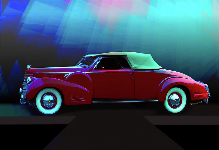 38 Caddy Convertible Art Deco Jewel Digital Art by Chas Sinklier