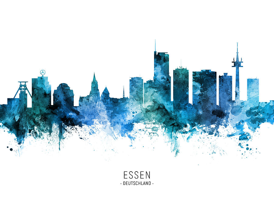 Essen Germany Skyline #38 Digital Art by Michael Tompsett