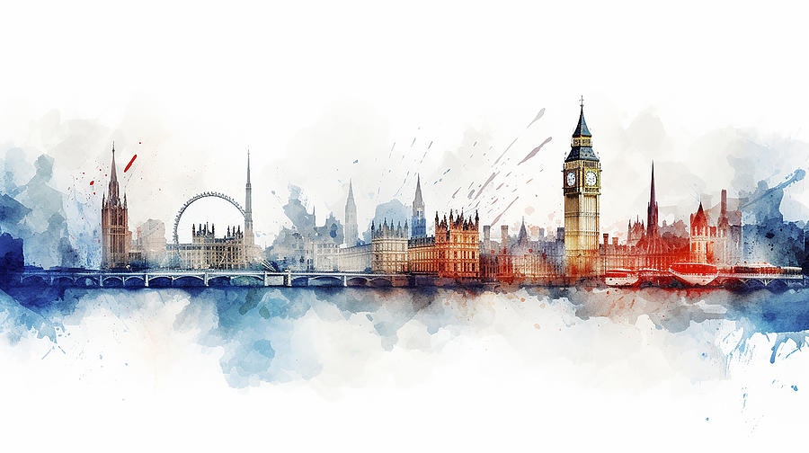 London Skyline Watercolour #39 Mixed Media