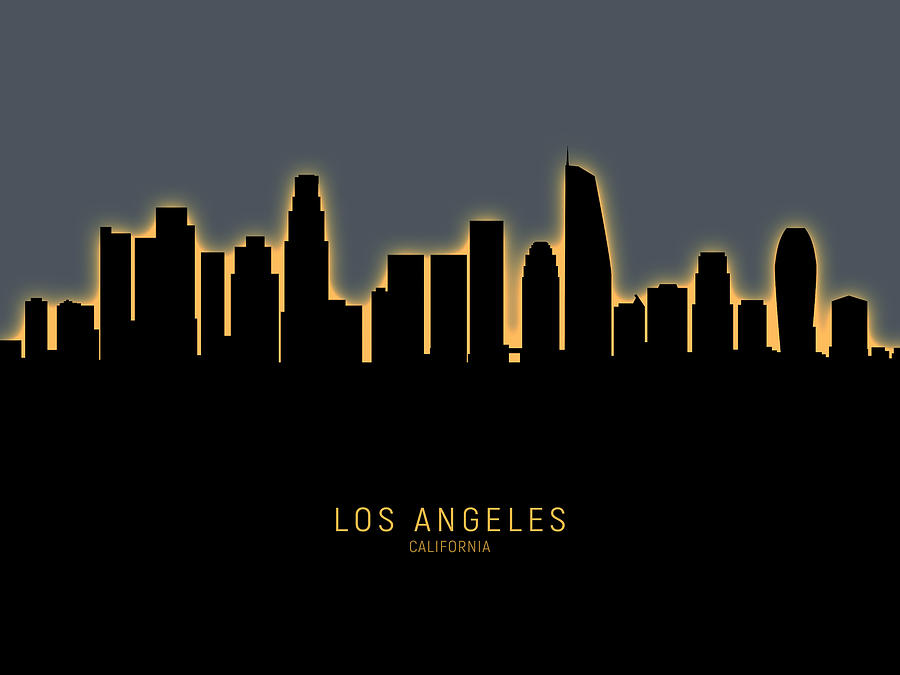 Los Angeles California Skyline #38 Digital Art by Michael Tompsett
