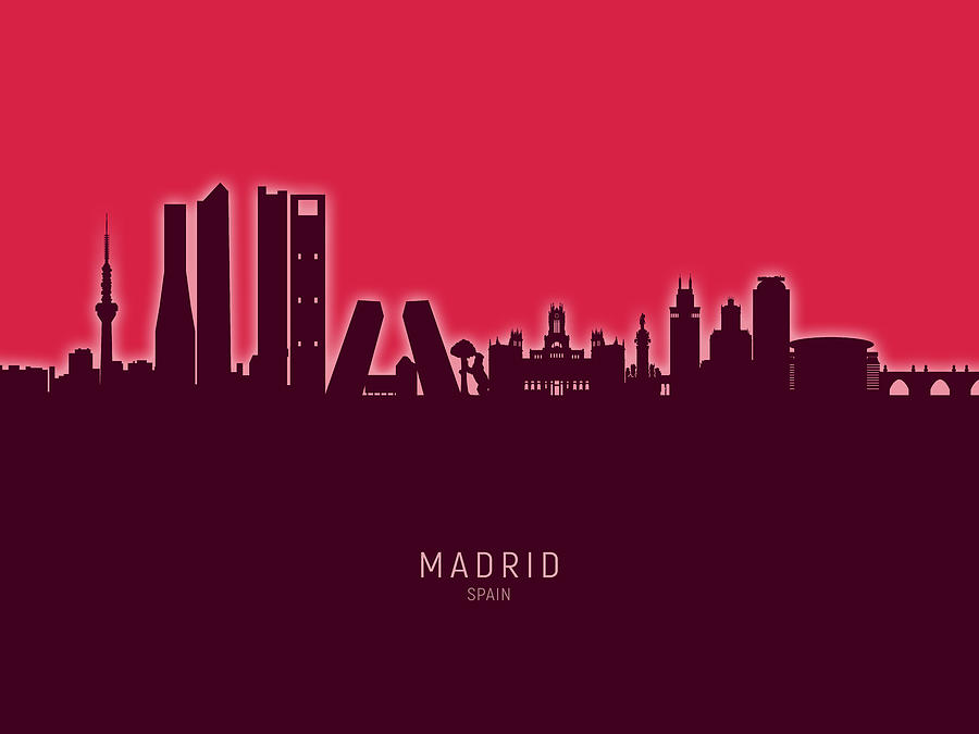 Madrid Spain Skyline #38 Digital Art by Michael Tompsett