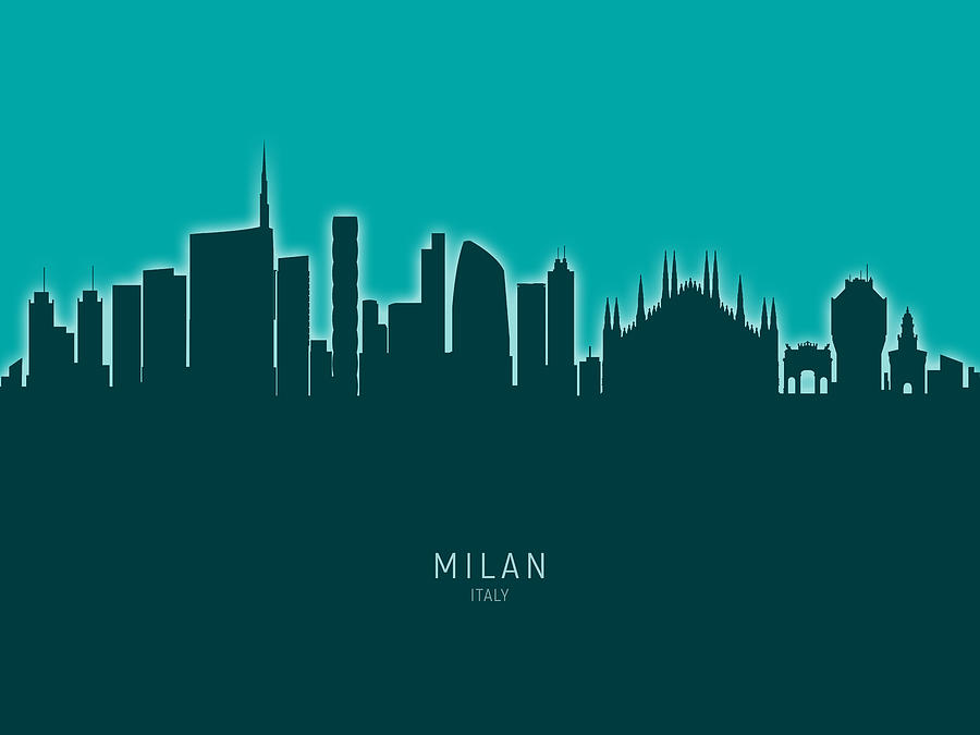 Milan Italy Skyline #38 Digital Art by Michael Tompsett