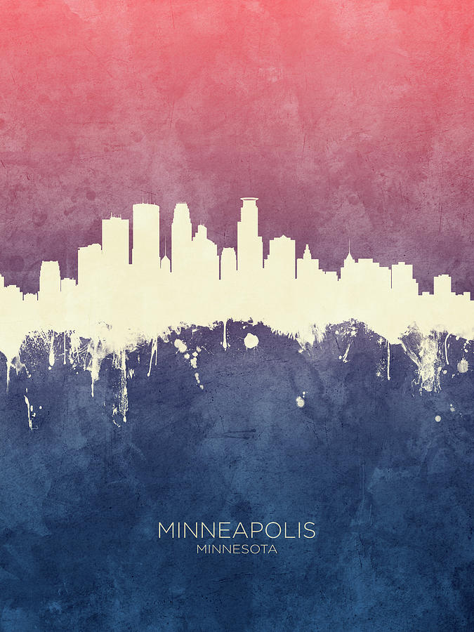 Minneapolis Minnesota Skyline #38 Digital Art by Michael Tompsett