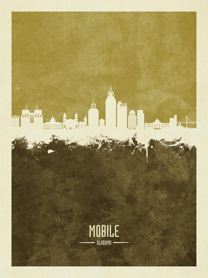 Mobile Skyline Digital Art - Mobile Alabama Skyline #38 by Michael Tompsett