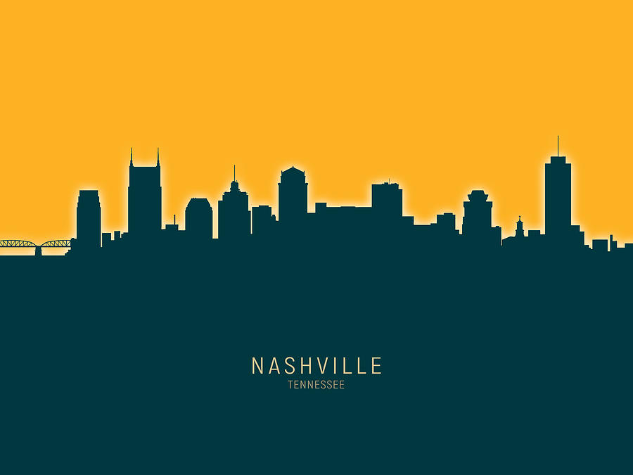 Nashville Tennessee Skyline #38 Digital Art by Michael Tompsett