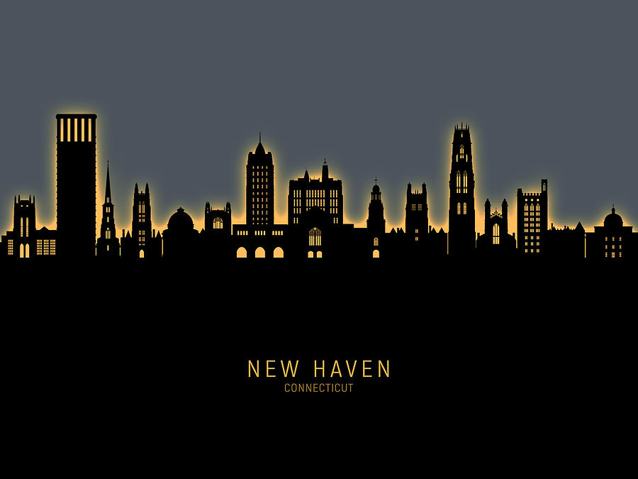 New Haven Connecticut Skyline #38 Digital Art by Michael Tompsett