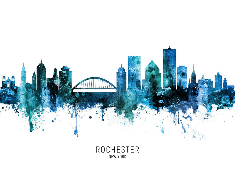 Rochester Skyline Digital Art - Rochester New York Skyline #38 by Michael Tompsett