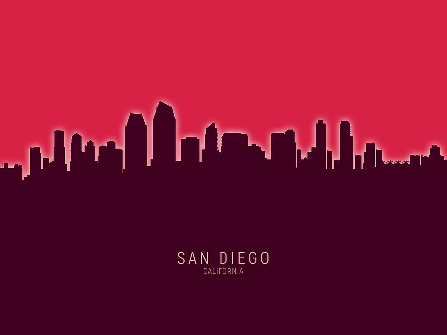 San Diego California Skyline #38 Digital Art by Michael Tompsett