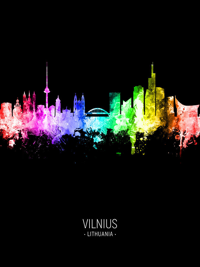 Vilnius Lithuania Skyline Digital Art By Michael Tompsett | Pixels