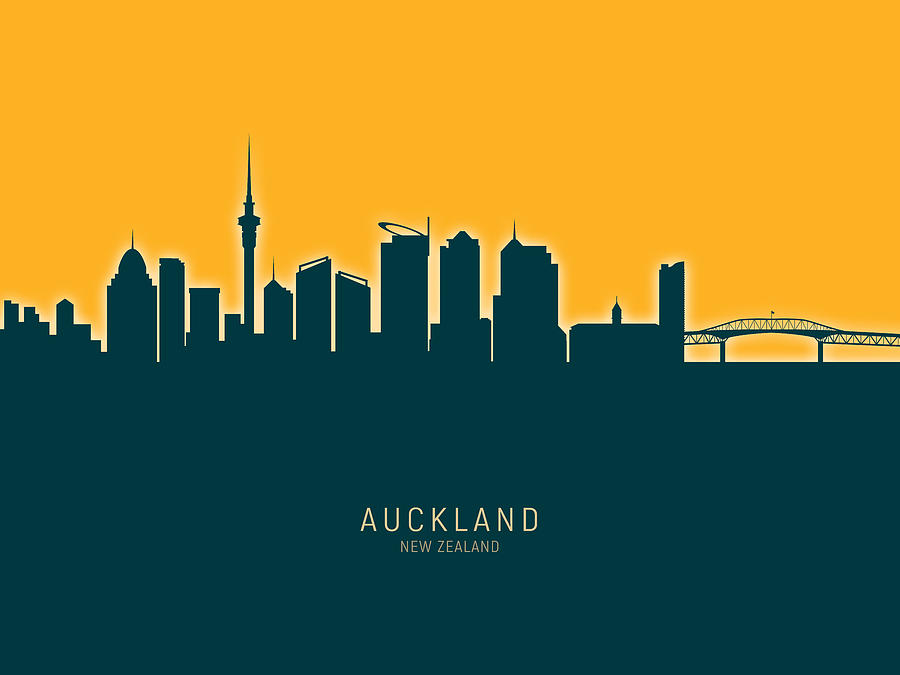 Skyline Digital Art - Auckland New Zealand Skyline #39 by Michael Tompsett