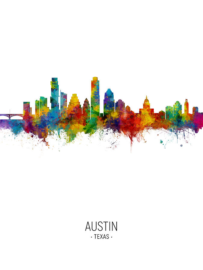 Austin Texas Skyline #39 Digital Art by Michael Tompsett